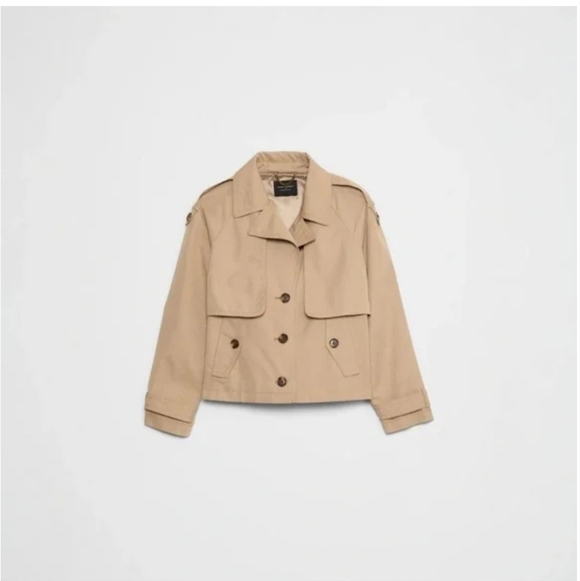 Banana Republic Short Trench Jacket Cream Ivory White Cropped Crop - Picture 6 of 7